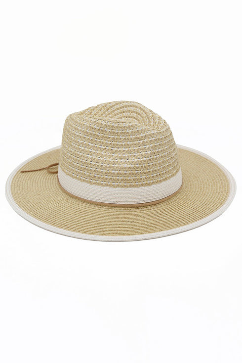 Caribbean Cruise White Woven Crown Straw Hat