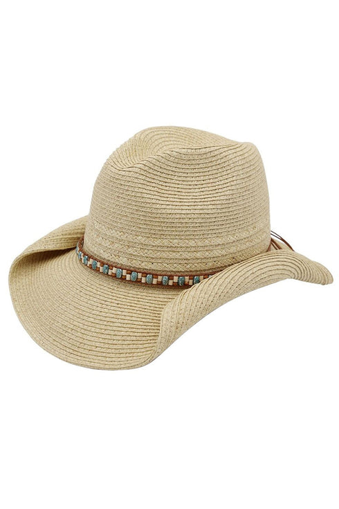 Desert Highway Beaded Natural Straw Cowgirl Hat