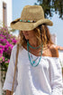 Galveston Island Beaded Tan Straw Cowgirl Hat