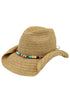 Galveston Island Beaded Tan Straw Cowgirl Hat