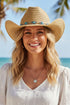 Wander West Concho Banded Tan Straw Cowgirl Hat