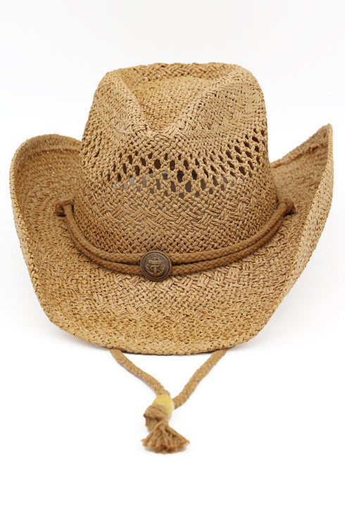 Tide & True Tan Straw Cowgirl Hat with Chin Strap