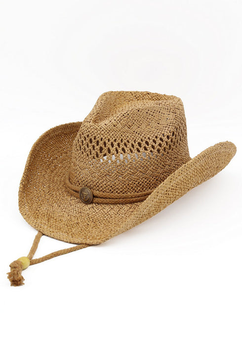 Tide & True Tan Straw Cowgirl Hat with Chin Strap