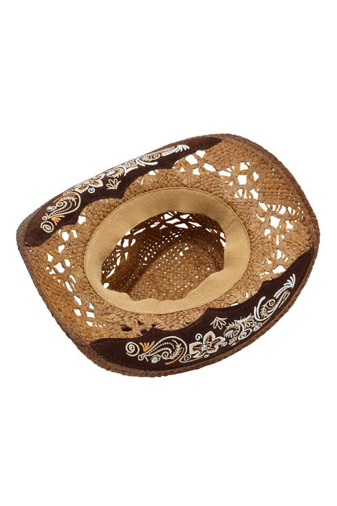 Sierra Verde Taupe Vintage Straw Cowgirl Hat