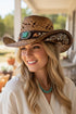 Sierra Verde Taupe Vintage Straw Cowgirl Hat