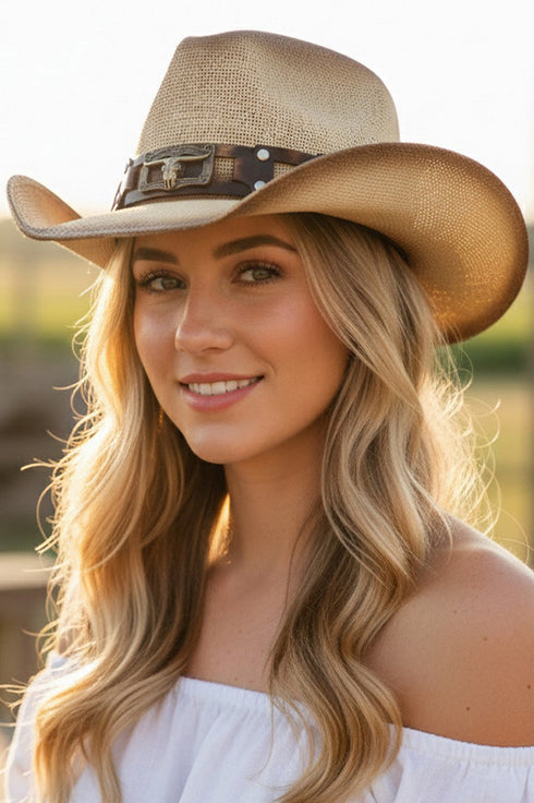 Sedona Steel Beige Straw Cowgirl Hat