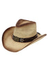 Lubbock Longhorn Beige Distressed Straw Cowgirl Hat