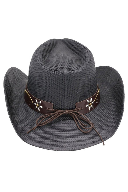 Lubbock Longhorn Black Distressed Straw Cowgirl Hat