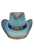 Lubbock Longhorn Dusty Blue Distressed Straw Cowgirl Hat