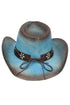 Lubbock Longhorn Dusty Blue Distressed Straw Cowgirl Hat