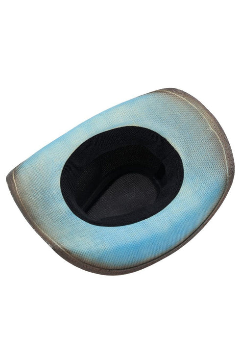 Lubbock Longhorn Dusty Blue Distressed Straw Cowgirl Hat