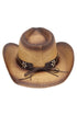 Lubbock Longhorn Taupe Distressed Straw Cowgirl Hat