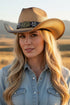 Lubbock Longhorn Taupe Distressed Straw Cowgirl Hat