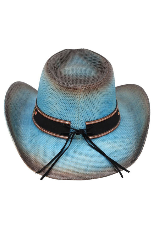 Laguna Vista Dusty Blue Distressed Straw Cowgirl Hat