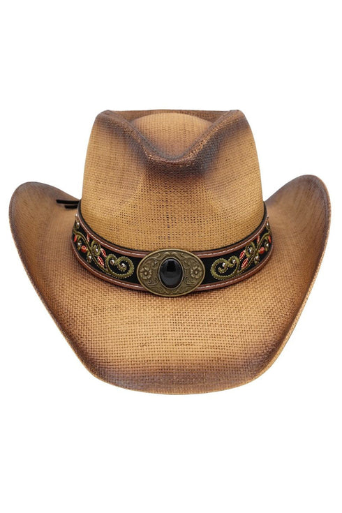 Laguna Vista Taupe Distressed Straw Cowgirl Hat