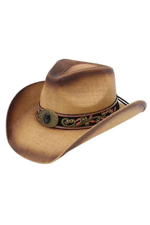 Laguna Vista Taupe Distressed Straw Cowgirl Hat