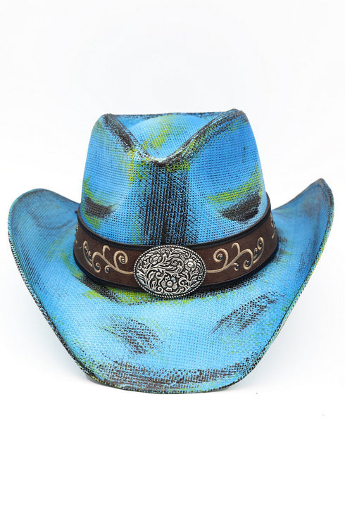 Bonfire Ridge Dusty Blue Antique Wash Straw Cowgirl Hat