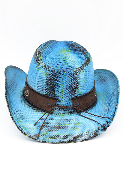 Bonfire Ridge Dusty Blue Antique Wash Straw Cowgirl Hat