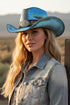 Bonfire Ridge Dusty Blue Antique Wash Straw Cowgirl Hat