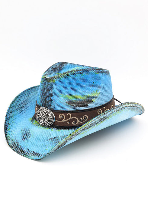 Bonfire Ridge Dusty Blue Antique Wash Straw Cowgirl Hat