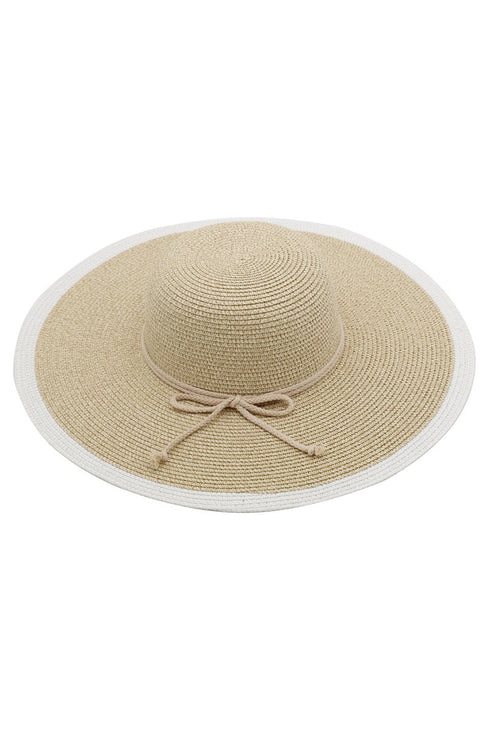 Beach Bliss Beige Two-Tone Wide Brim Sun Hat