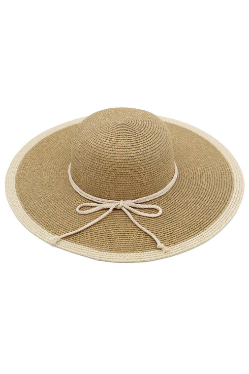 Beach Bliss Taupe Two-Tone Wide Brim Sun Hat