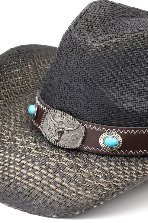 Winslow Wave Black Straw Cowgirl Hat