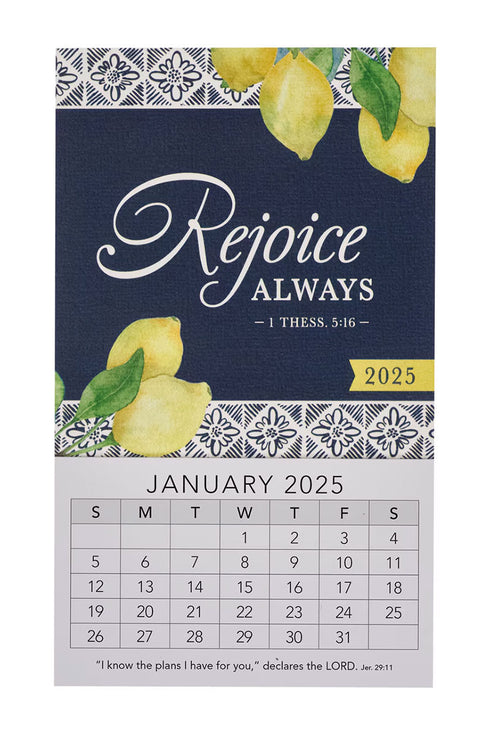 2025 Rejoice Always Lemon Mini Magnetic Calendar