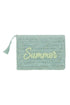 Golden Hour Summer Script Mint Straw Pouch