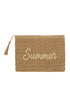Golden Hour Summer Script Tan Straw Pouch