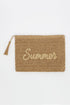 Golden Hour Summer Script Tan Straw Pouch