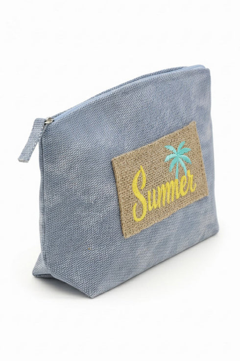 Summer Patch Navy Canvas Pouch