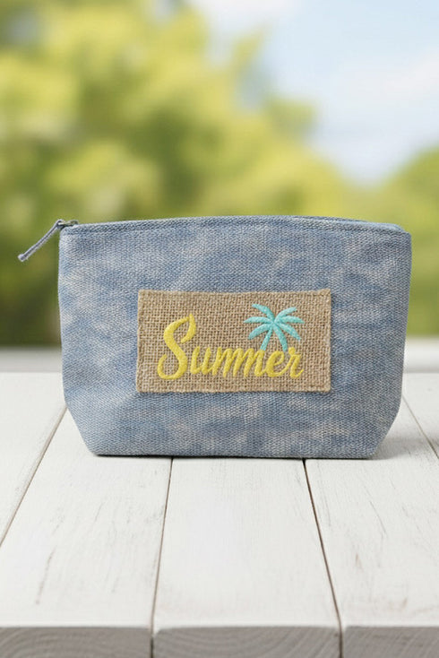 Summer Patch Navy Canvas Pouch