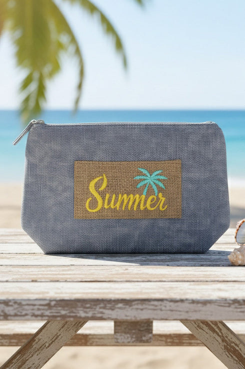 Summer Patch Navy Canvas Pouch