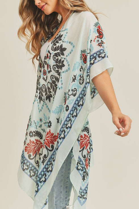 Bali Retreat Blue and Black Kimono