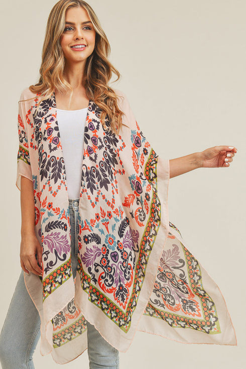 Bali Retreat Coral and Black Kimono