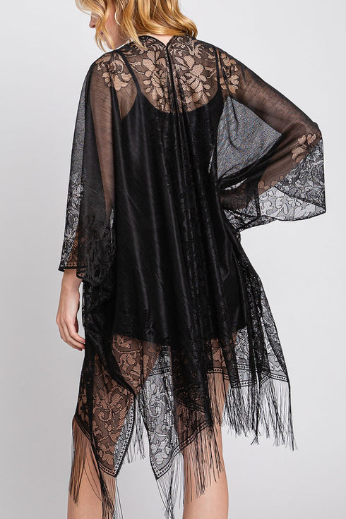 Bay Breeze Black Lace Kimono