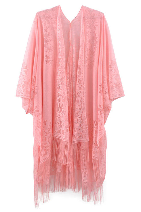 Bay Breeze Pink Lace Kimono
