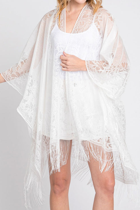 Bay Breeze White Lace Kimono
