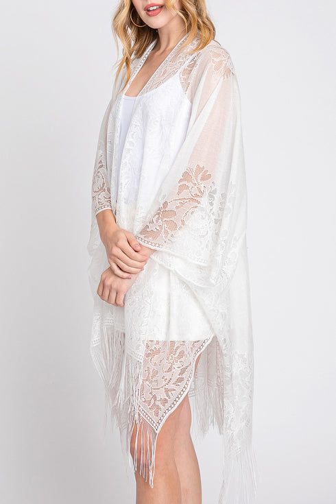 Bay Breeze White Lace Kimono