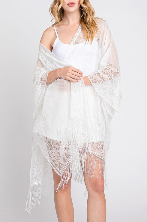 Bay Breeze White Lace Kimono