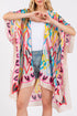 Colorful All Heart Silky Beige Kimono