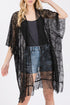 Easy Breezy Blooms Black Fringed lace Kimono