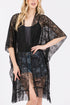 Easy Breezy Blooms Black Fringed lace Kimono