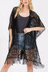 Easy Breezy Blooms Black Fringed lace Kimono