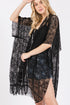 Easy Breezy Blooms Black Fringed lace Kimono