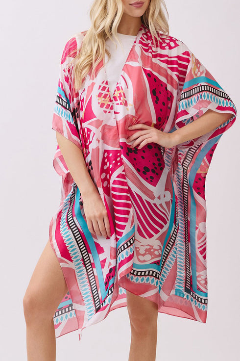 Floating Florals Pink Silky Kimono