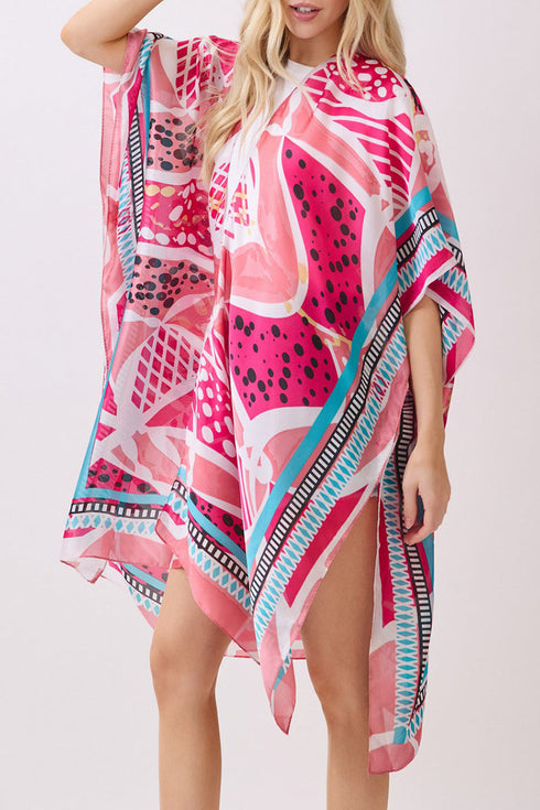 Floating Florals Pink Silky Kimono