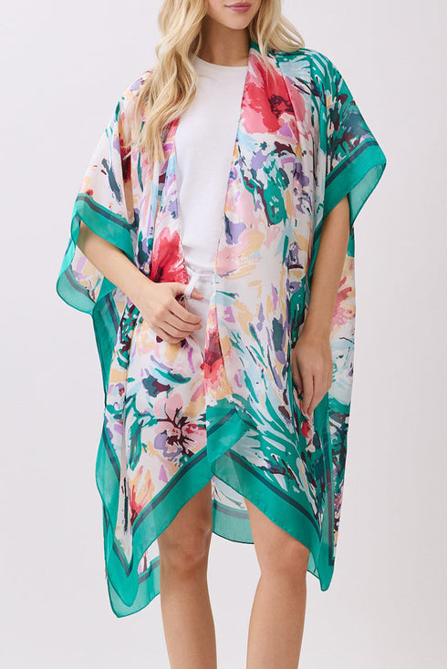 Garden Gallery Green Silky Kimono