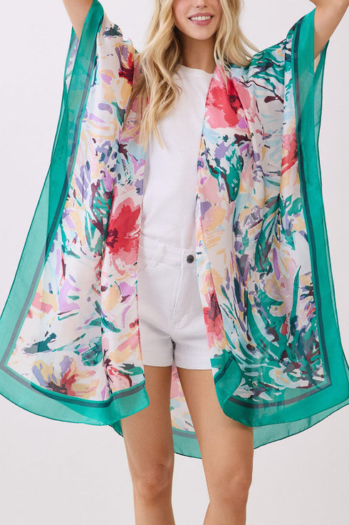 Garden Gallery Green Silky Kimono